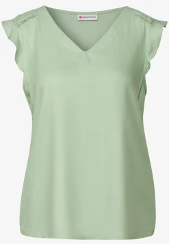 V-hals top met gehaakte details