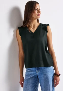 V-hals top met gehaakte details