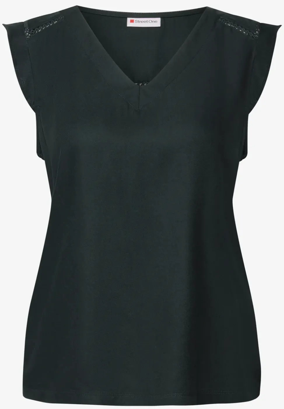 V-hals top met gehaakte details