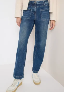 Wide Leg Patch Pocket Jeans