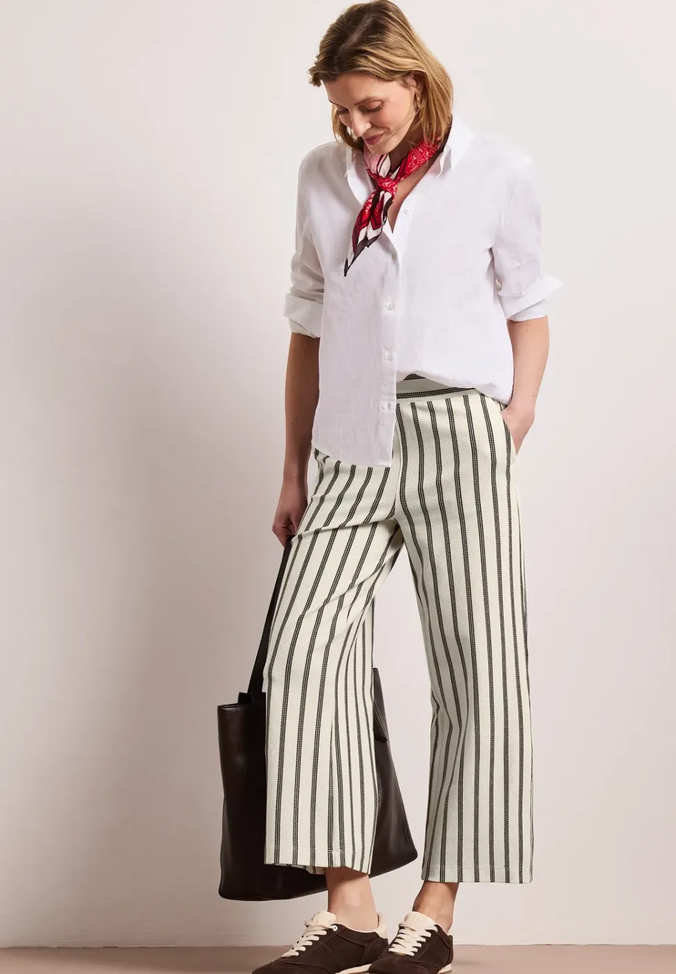 Wide Legs broek in casual pasvorm met strepen