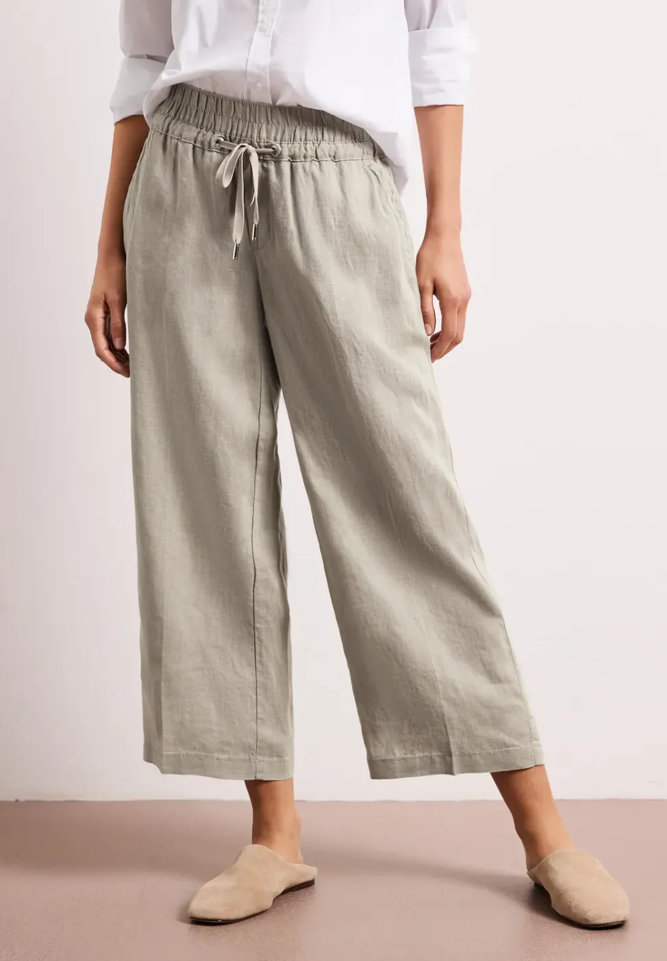 Wide Legs broek in een Loose Fit van linnen