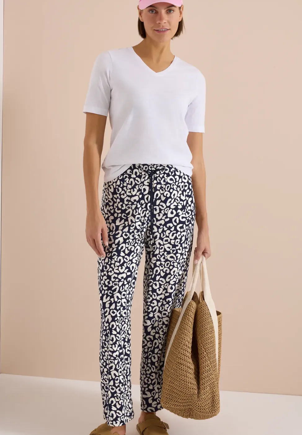 Wide Legs broek in Loose Fit met leoprint