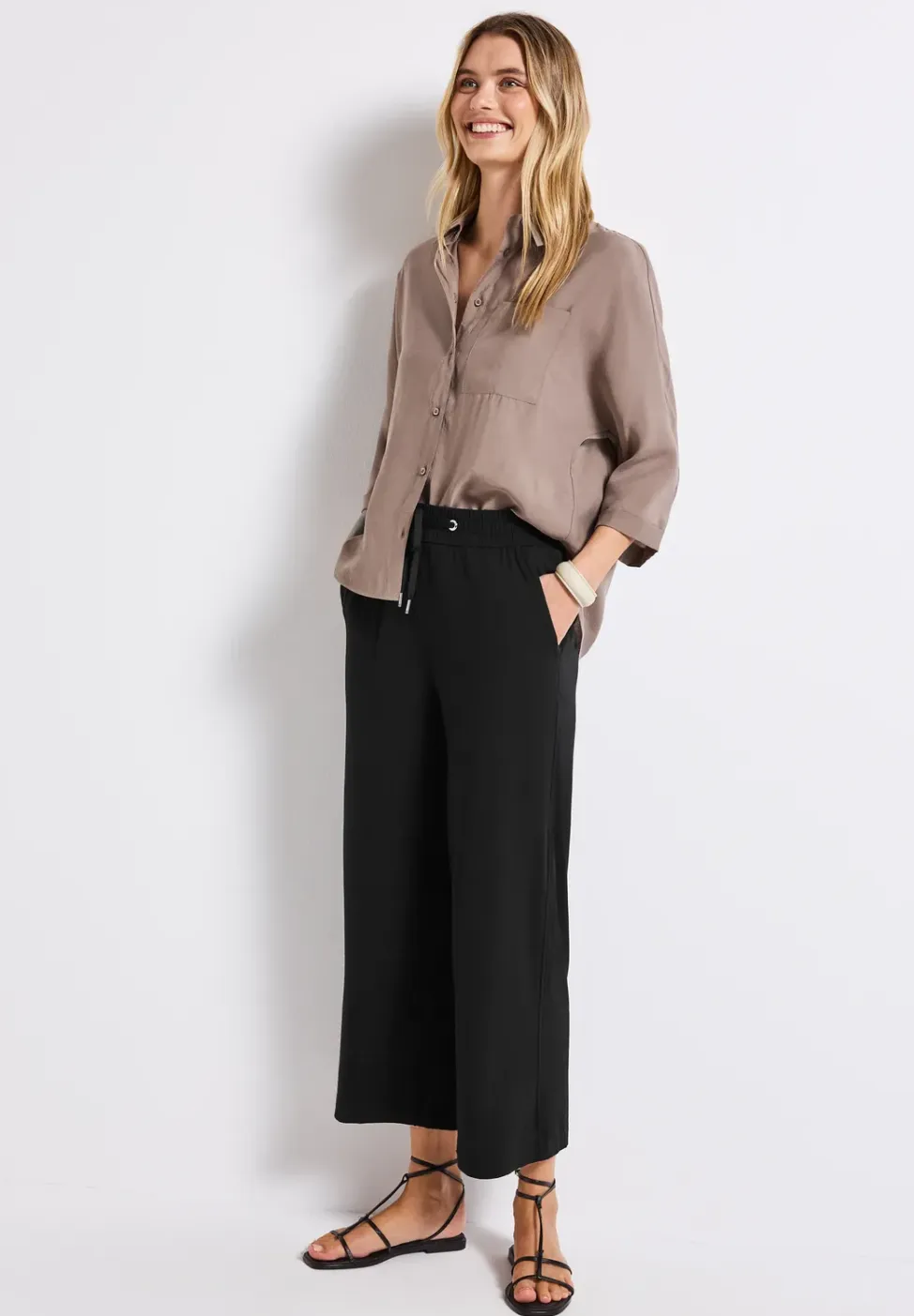Wide Legs broek met jogg tailleband