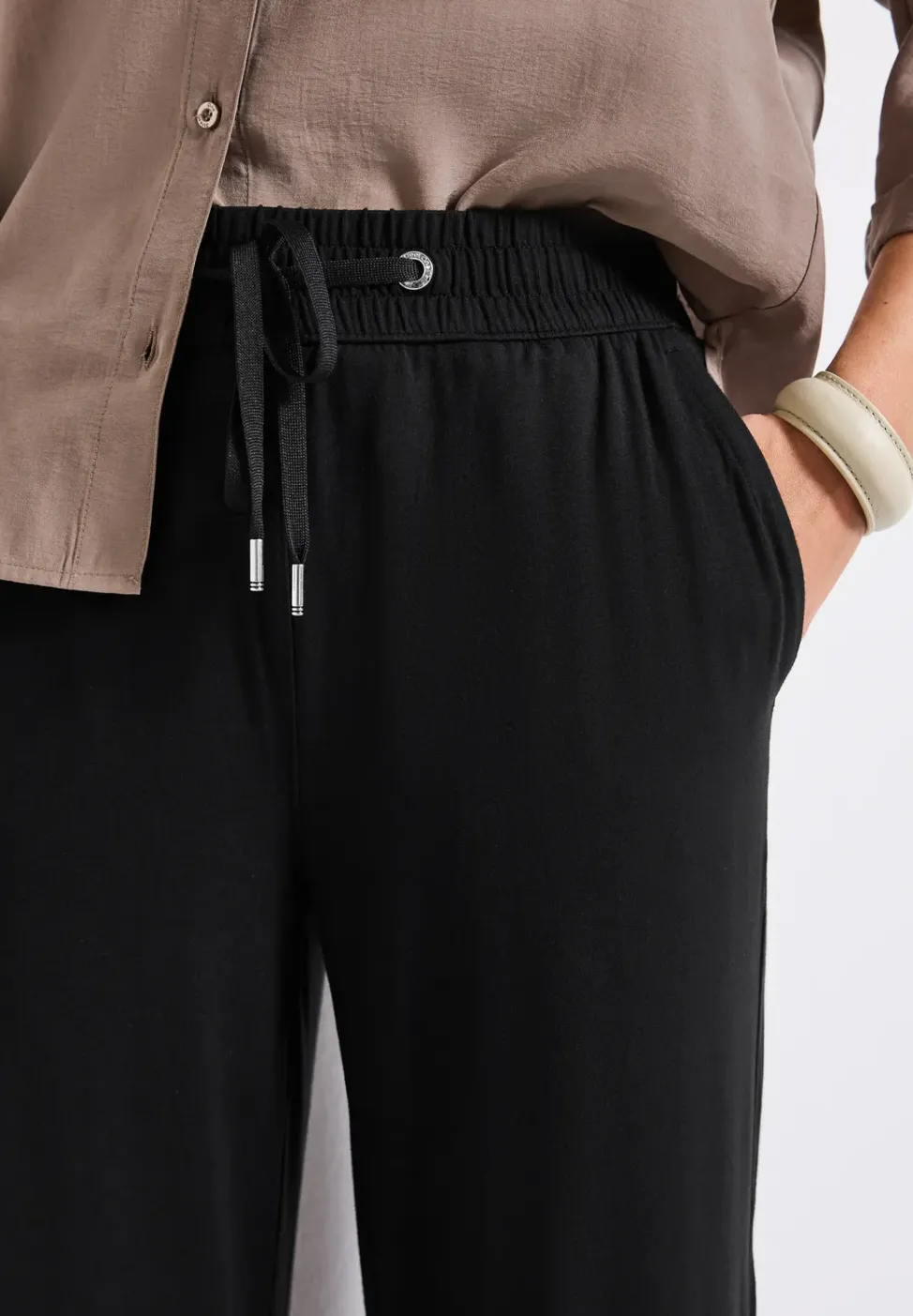 Wide Legs broek met jogg tailleband