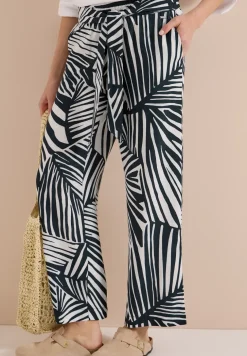 Wide Legs broek met print en riemdetail