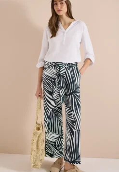Wide Legs broek met print en riemdetail