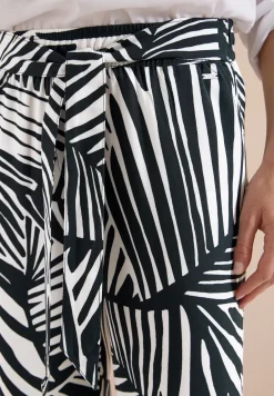 Wide Legs broek met print en riemdetail