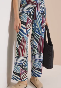 Wide Legs broek met print en riemdetail