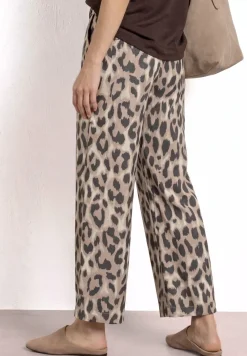 Wide Legs broek met riem en leoprint