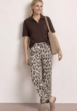 Wide Legs broek met riem en leoprint