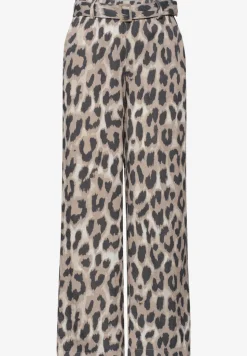 Wide Legs broek met riem en leoprint