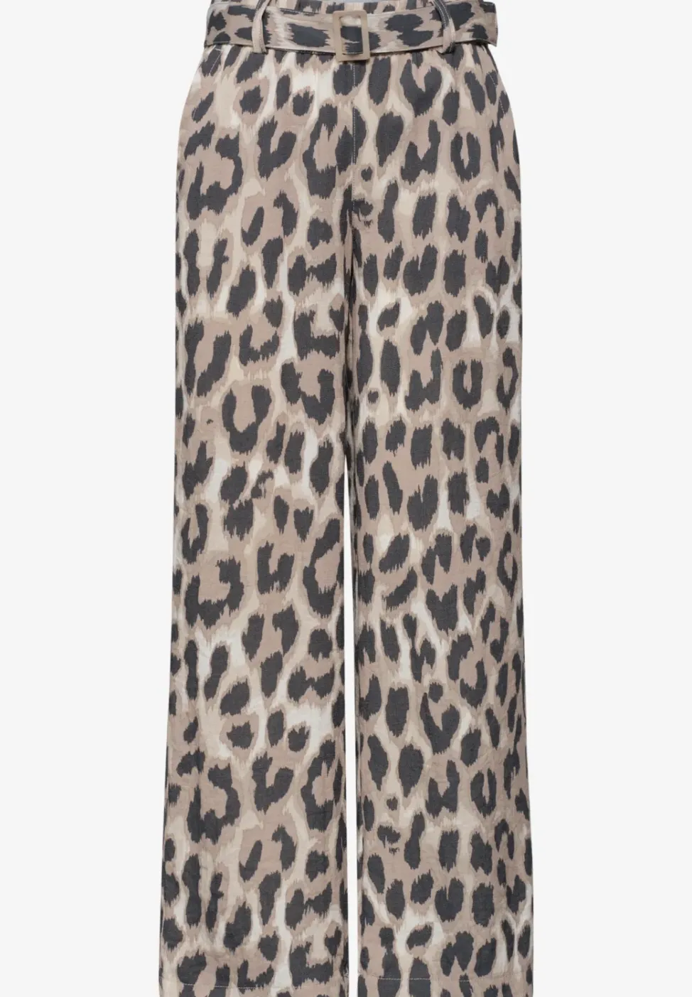 Wide Legs broek met riem en leoprint