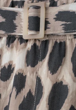 Wide Legs broek met riem en leoprint