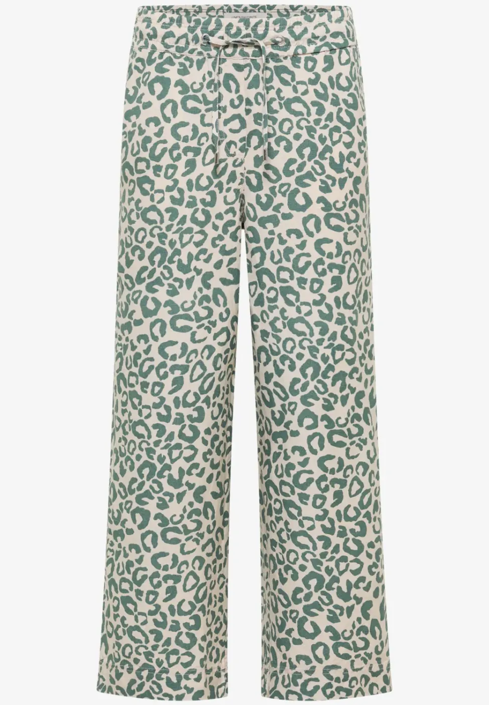 Wide Legs broek van linnenmix met luipaardprint