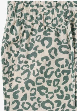 Wide Legs broek van linnenmix met luipaardprint