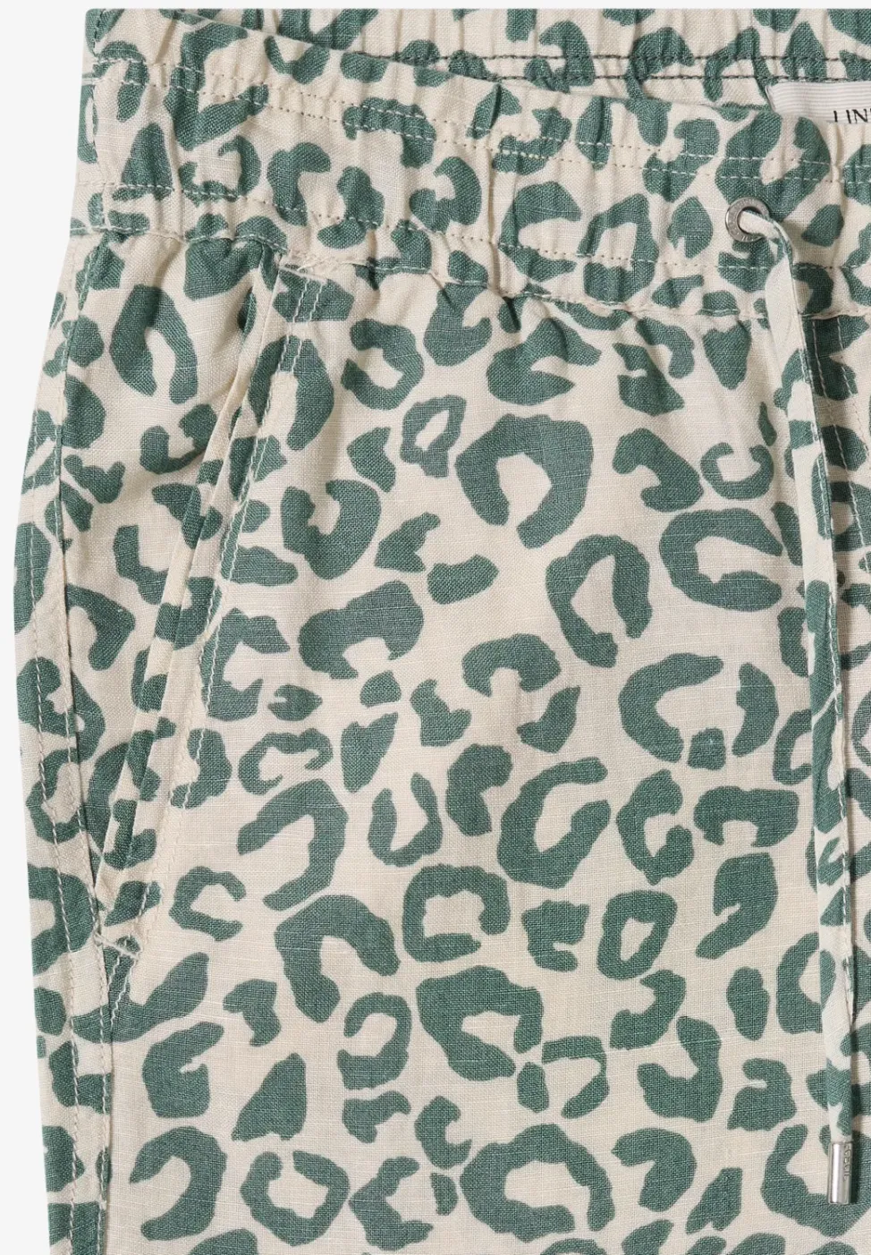 Wide Legs broek van linnenmix met luipaardprint