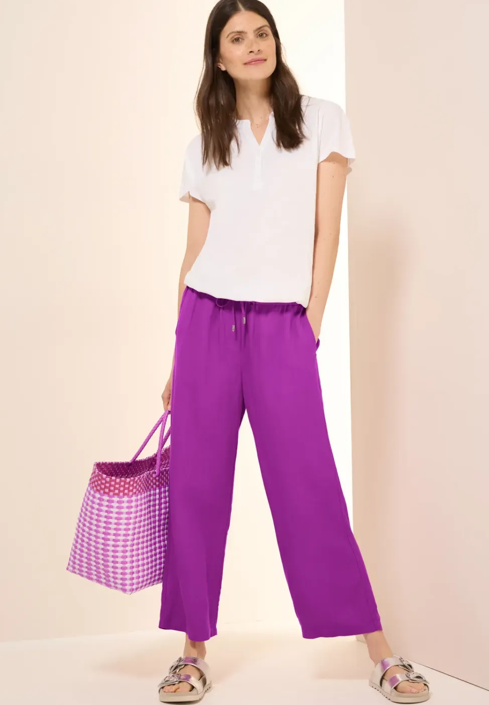Wide Legs broek van linnenmix