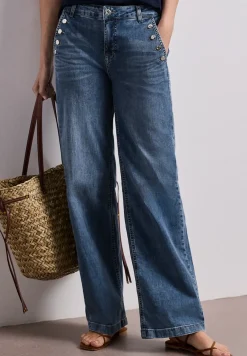 Wide Legs jeans met knoopdetails