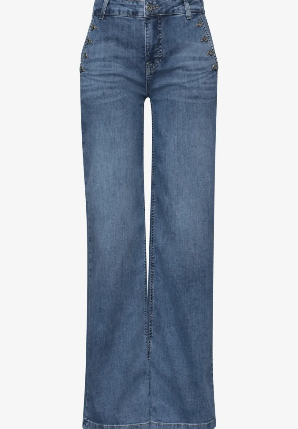 Wide Legs jeans met knoopdetails