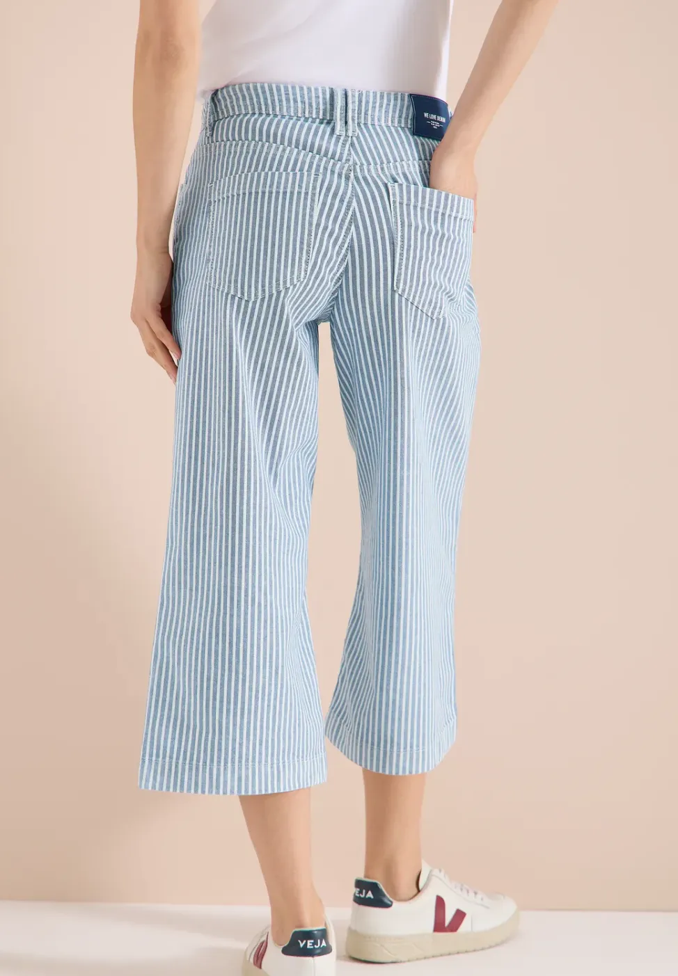 Wide leg jeans met strepen