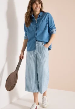 Wide leg jeans met strepen