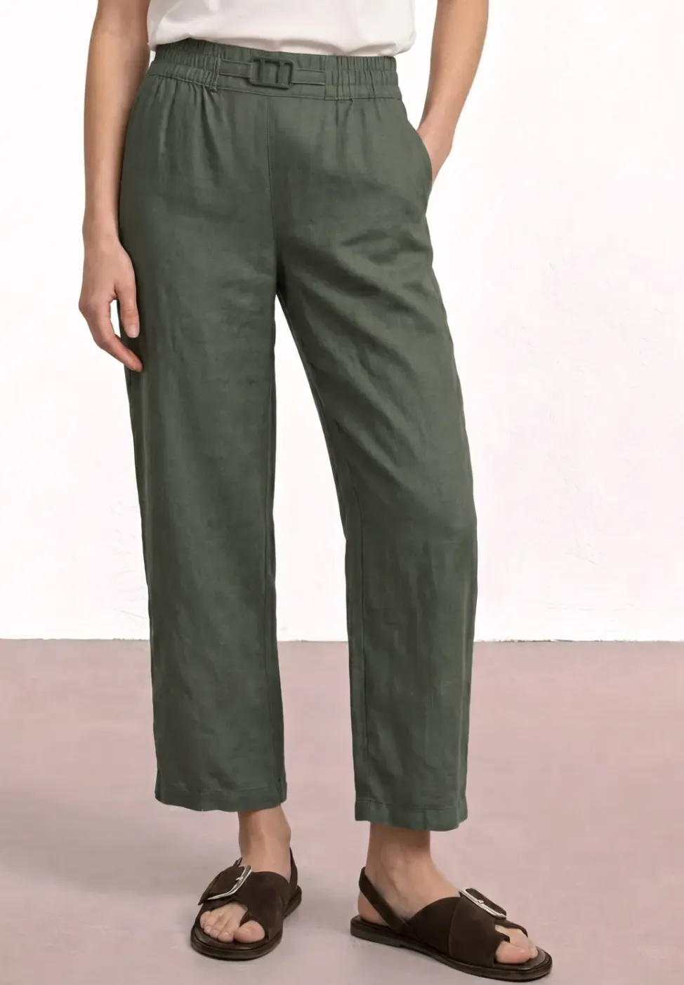Wide Legs broek in een Loose Fit van linnen
