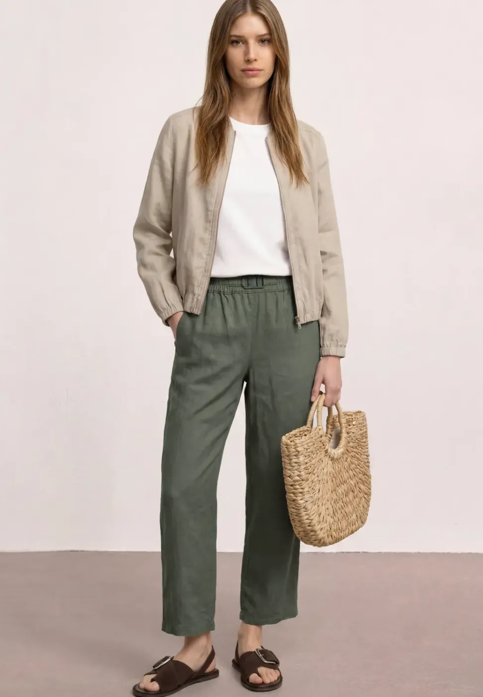 Wide Legs broek in een Loose Fit van linnen