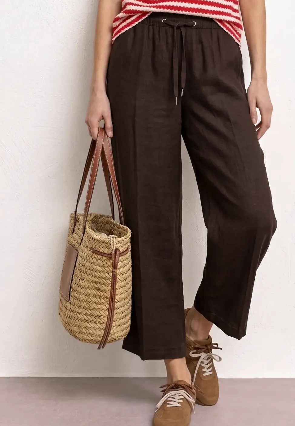 Wide Legs broek in een Loose Fit van linnen