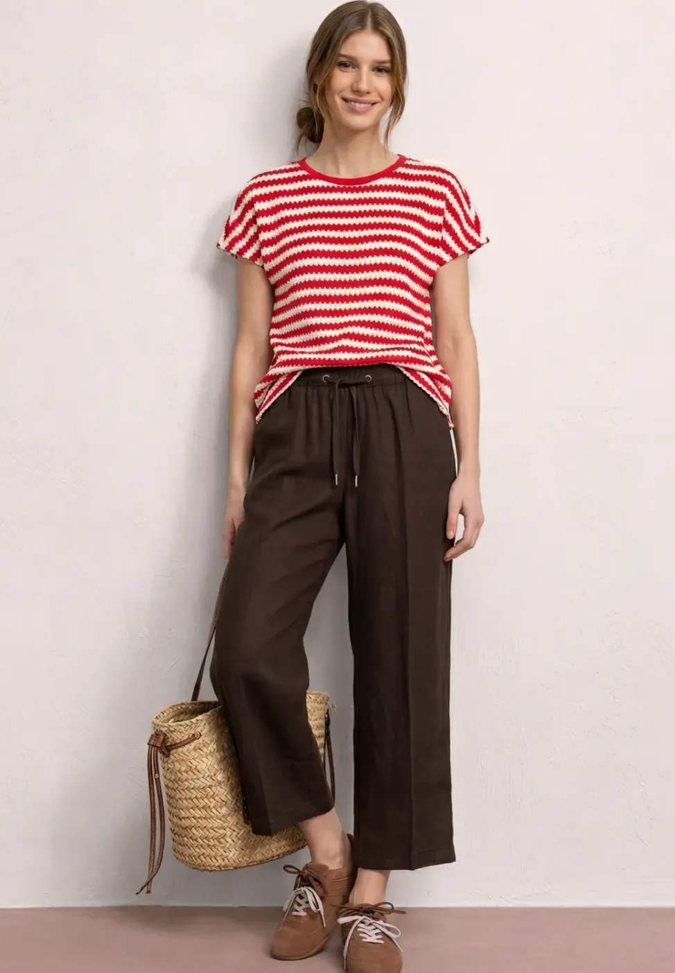 Wide Legs broek in een Loose Fit van linnen