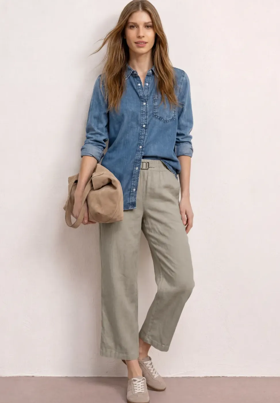 Wide Legs broek in een Loose Fit van linnen