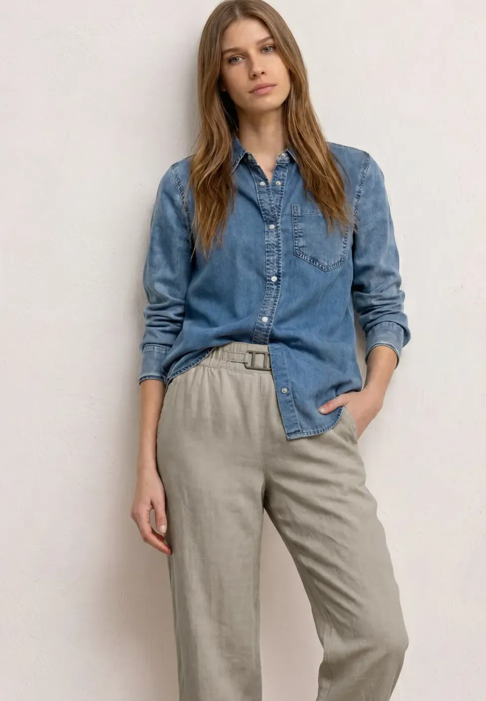 Wide Legs broek in een Loose Fit van linnen
