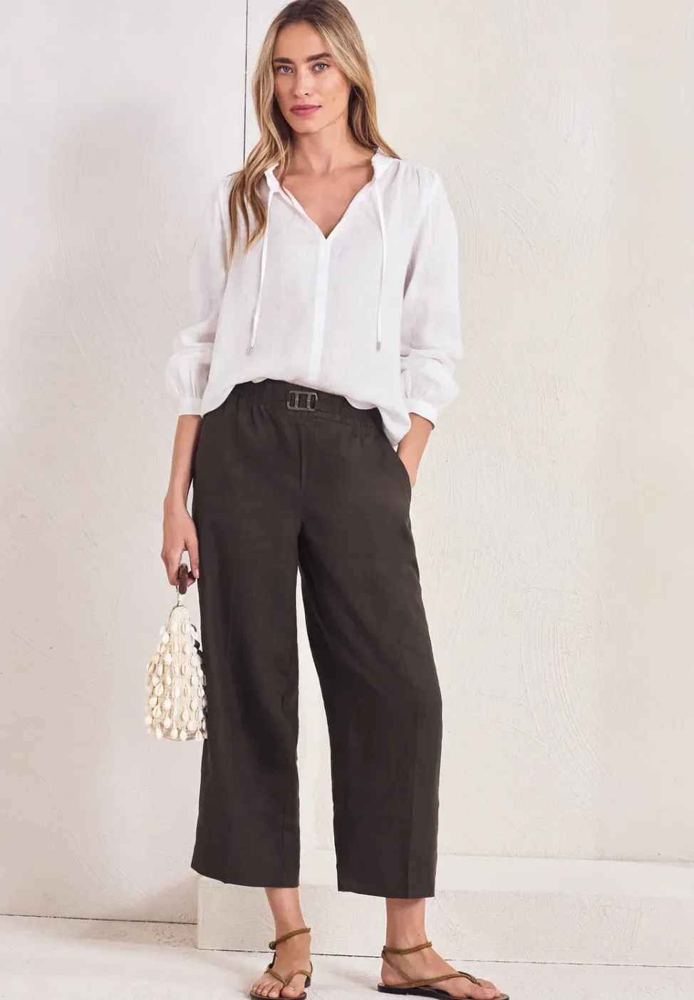 Wide Legs broek in een Loose Fit van linnen