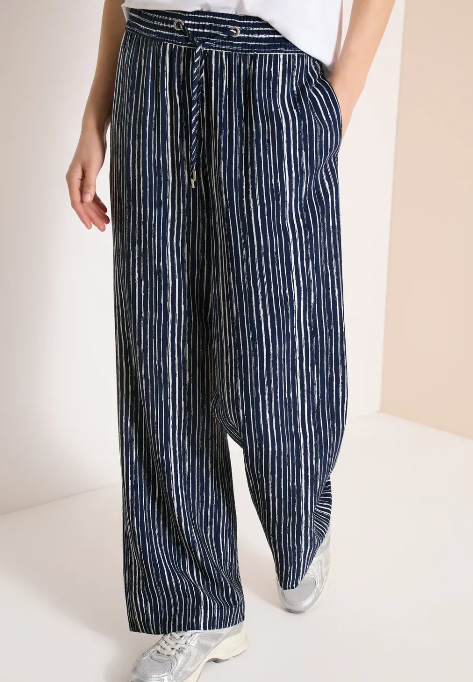 Wide Legs broek in Loose Fit met strepen