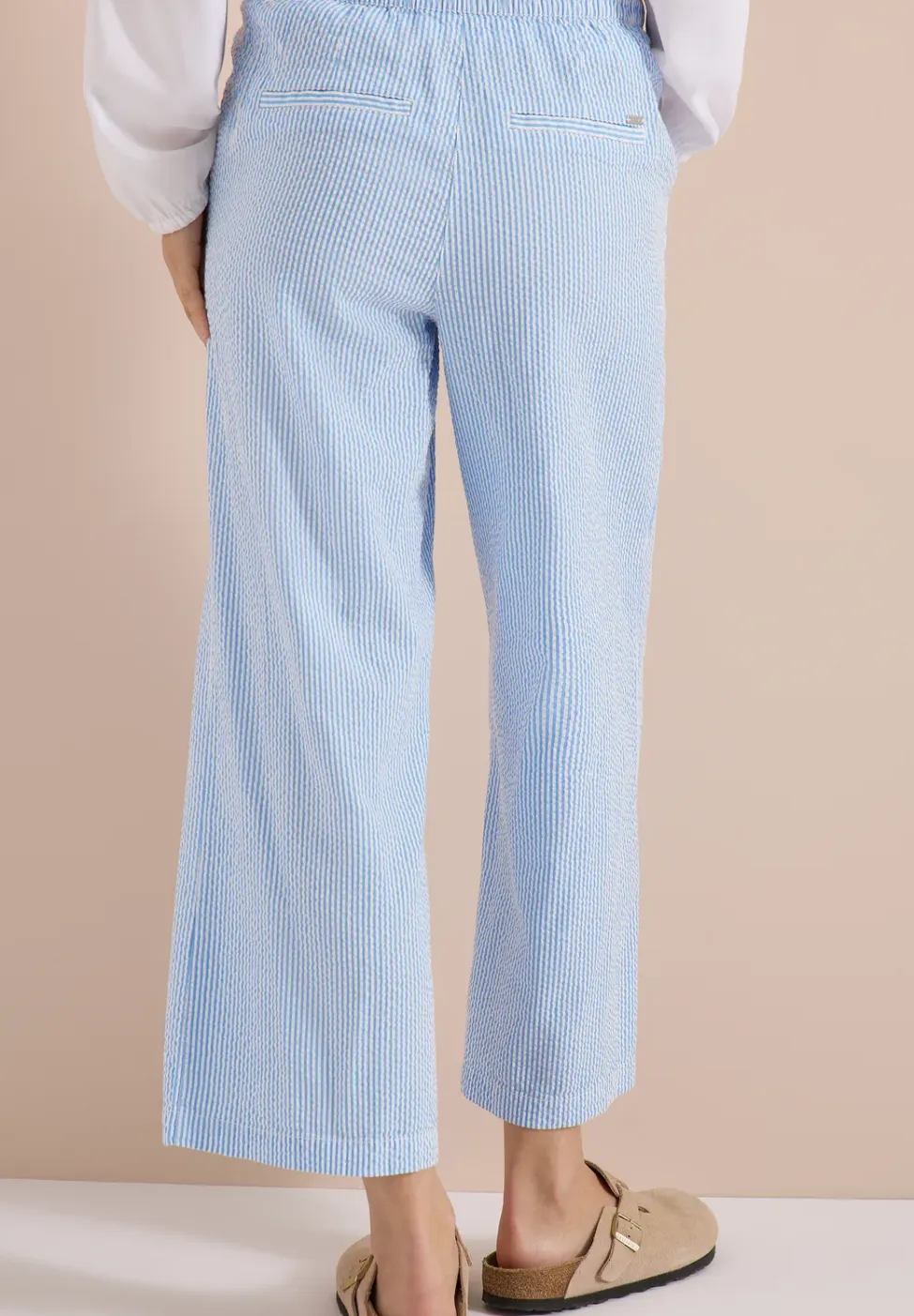Wide Legs broek in seersucker kwaliteit