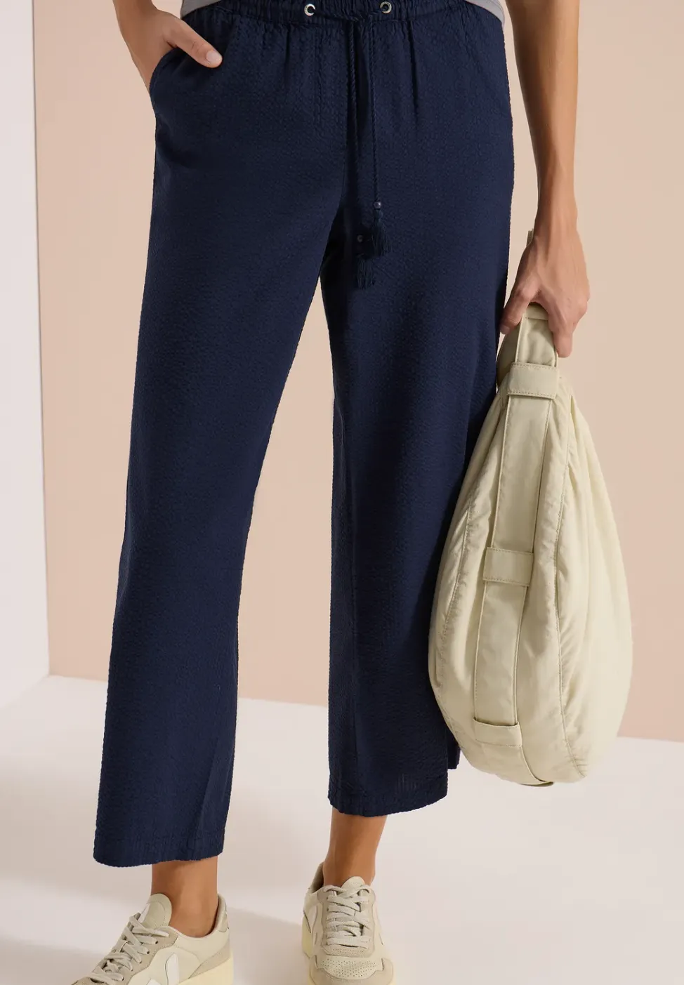 Wide Legs broek in seersucker kwaliteit