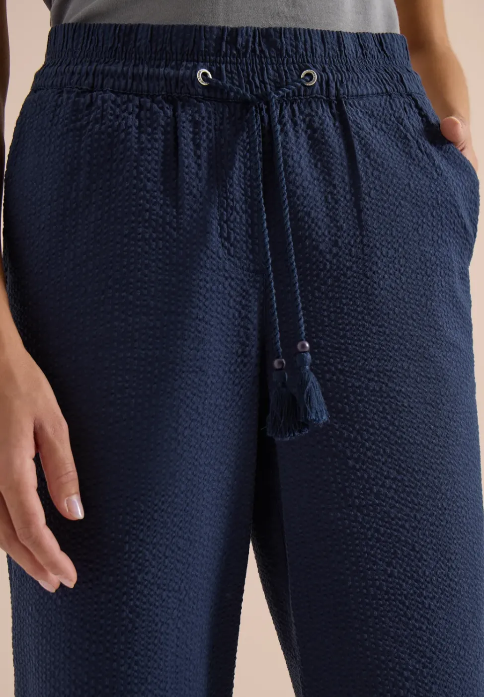 Wide Legs broek in seersucker kwaliteit