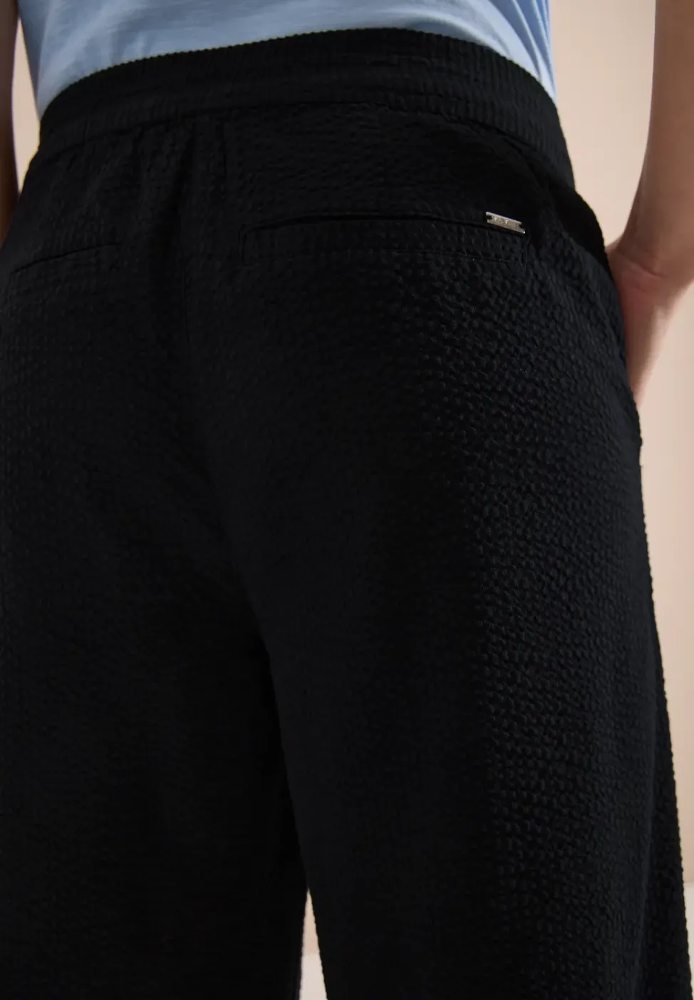 Wide Legs broek in seersucker kwaliteit