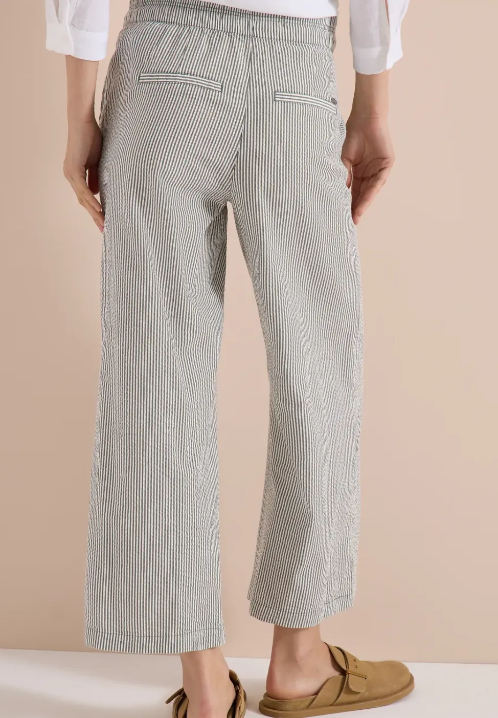 Wide Legs broek in seersucker kwaliteit