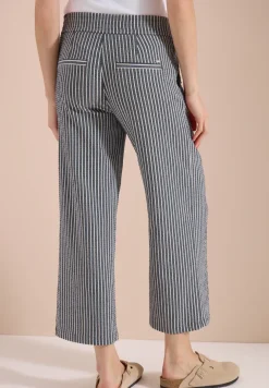 Wide Legs broek in seersucker stof