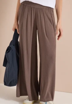 Wide Legs broek met crêpe structuur