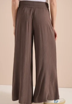 Wide Legs broek met crêpe structuur