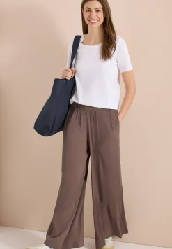 Wide Legs broek met crêpe structuur