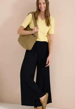 Wide Legs broek met crêpe structuur