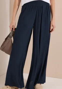Wide Legs broek met crêpe structuur