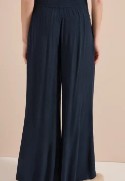 Wide Legs broek met crêpe structuur