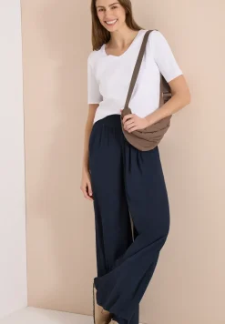 Wide Legs broek met crêpe structuur