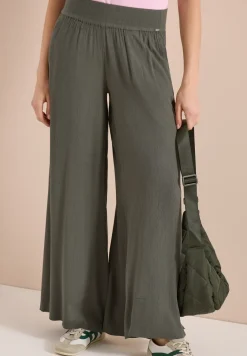 Wide Legs broek met crêpe structuur