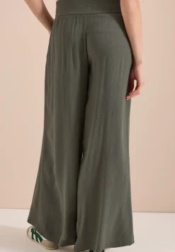 Wide Legs broek met crêpe structuur