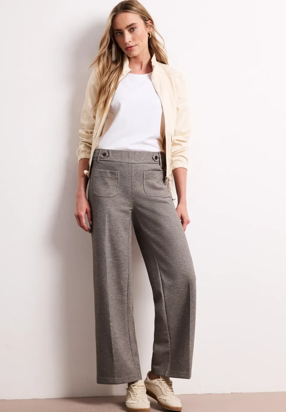 Wide Legs broek met knoopdetails